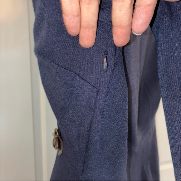 Tommy Hilfiger NWT Women’s 3/4 Sleeve Navy Dress Faux Wrap Leather Buckle Large - Picture 4 of 10